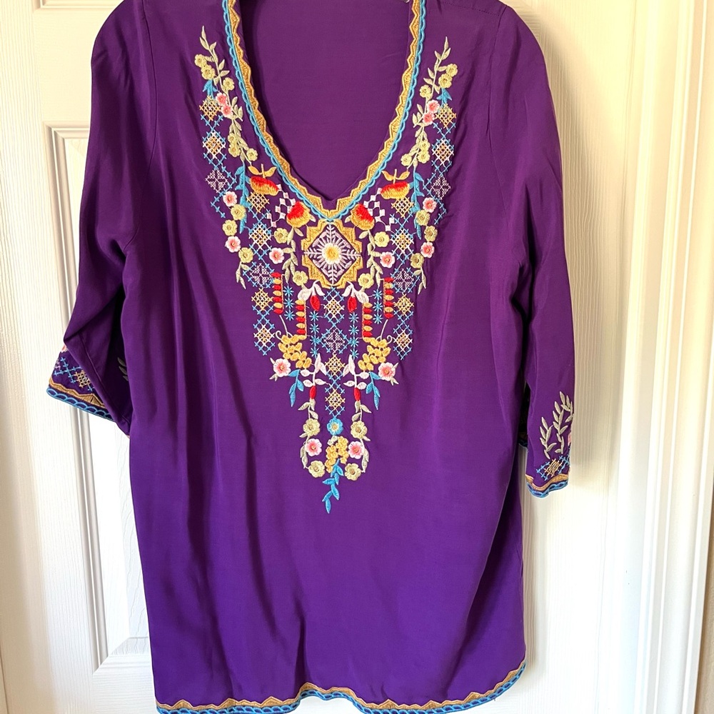 Embroidered Purple Women's Top